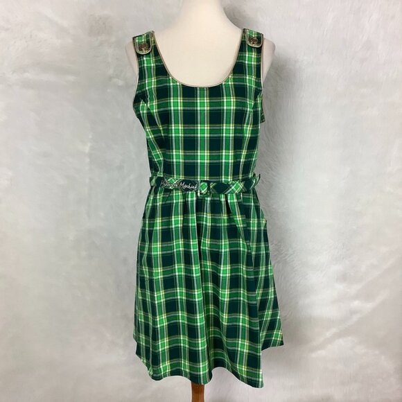 Loungefly Marvel Stitch Shoppe Green Plaid Loki Dress & Pin NWT L - Picture 1 of 8